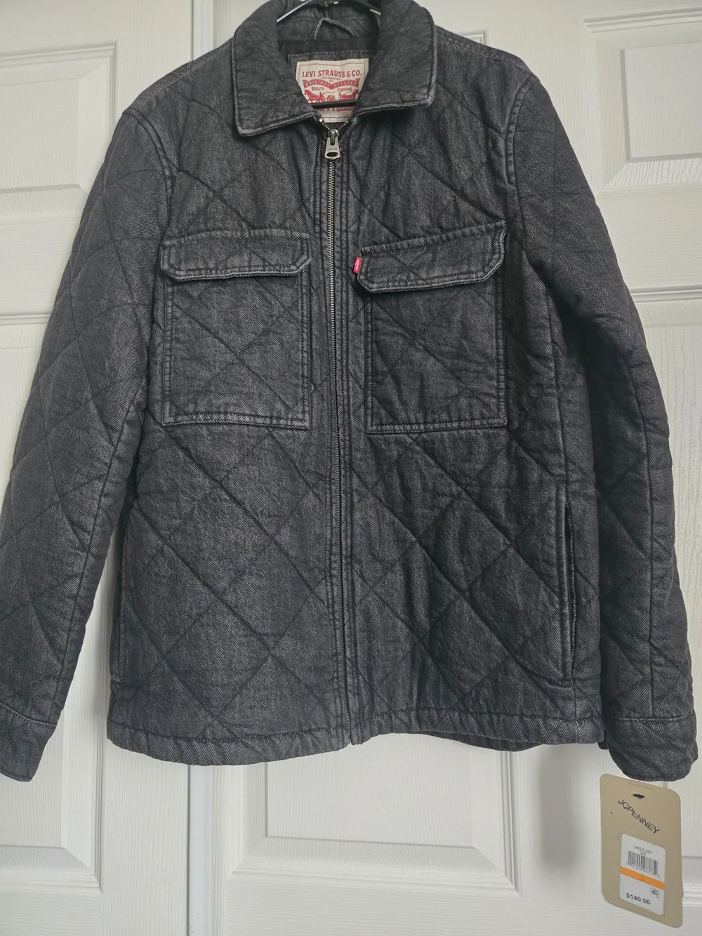 Levi's Men's Quilted Zip-Front Jacket in Charcoal Black - Picture 12 of 14